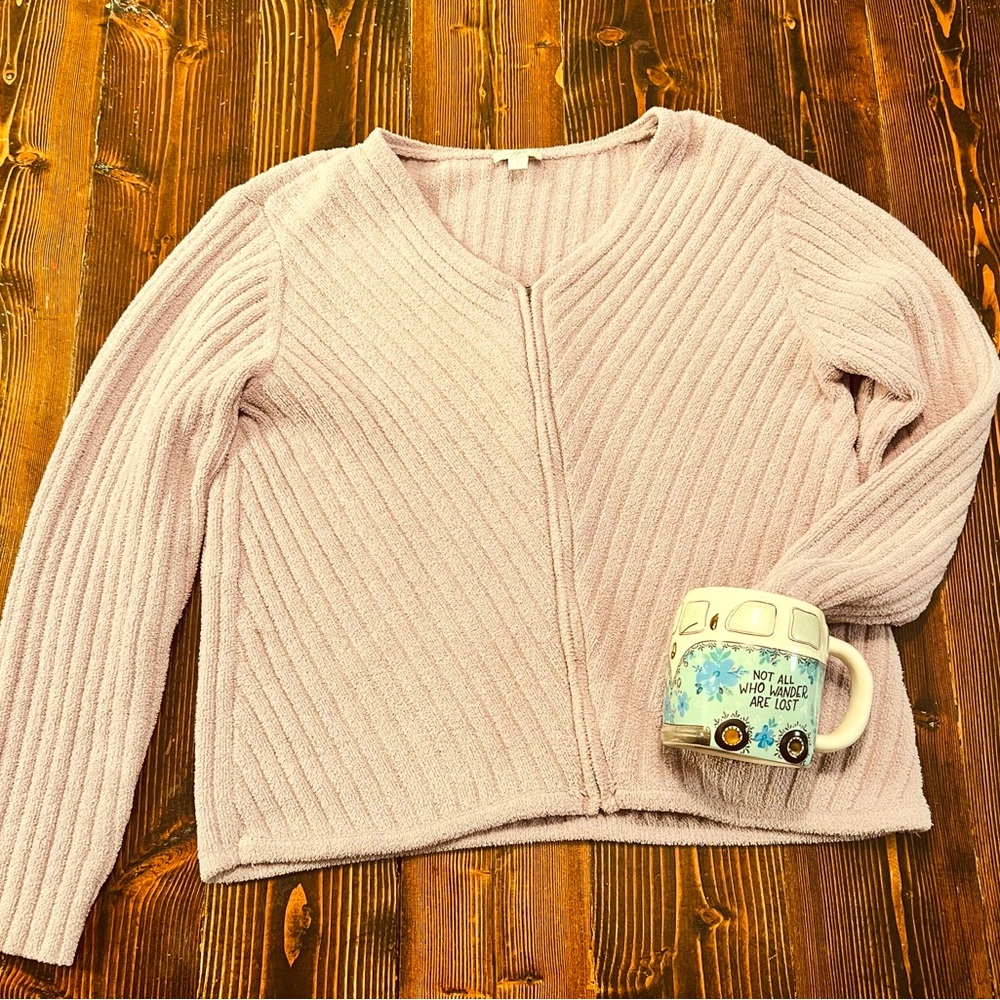 J.Jill Soft Lavender Rare Women's  Soft Front Zipper Sweater- Small